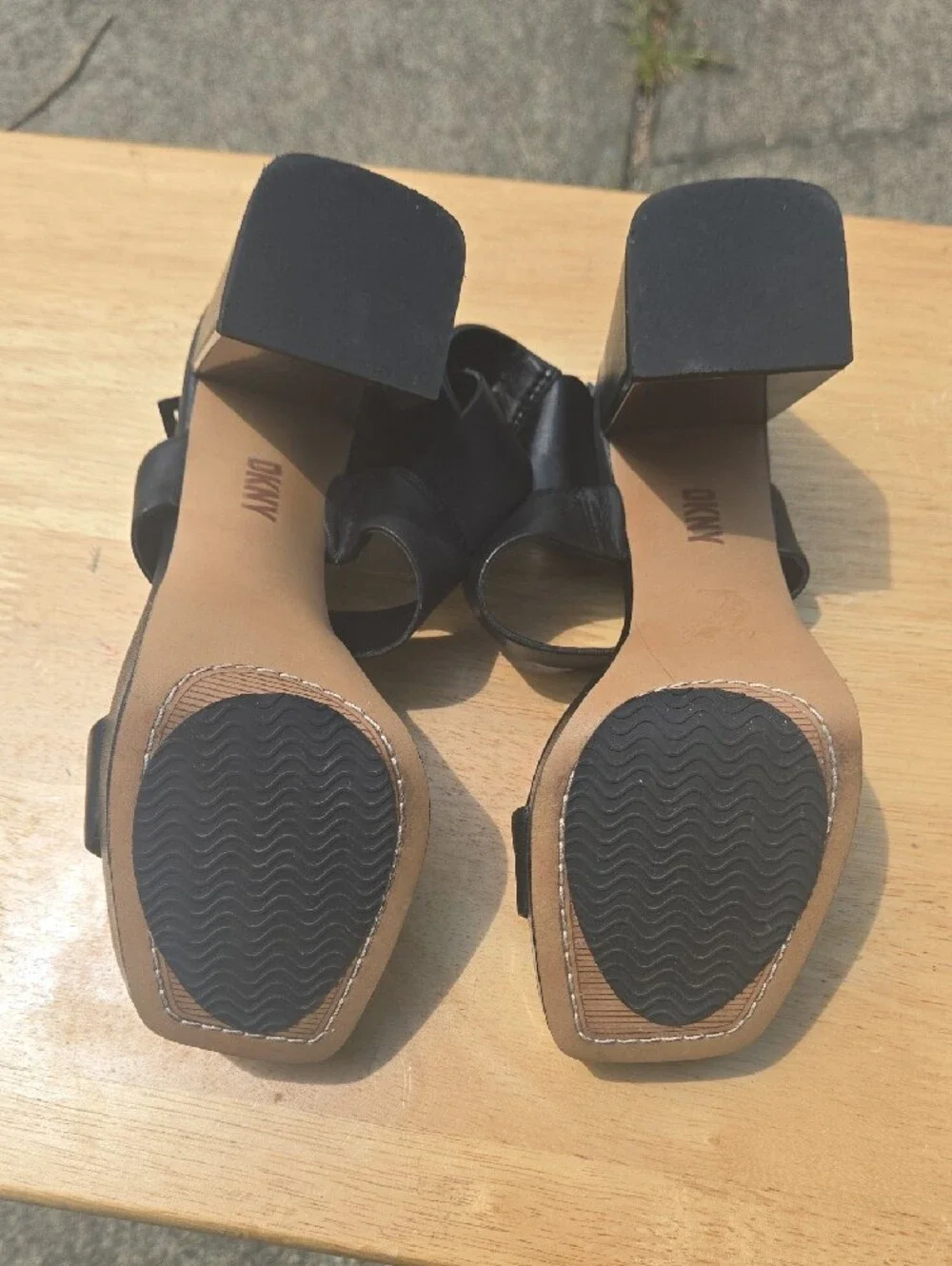 DKNY Black Platform Block Heel Sandals